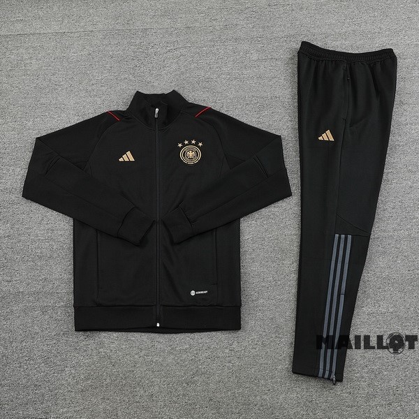 Foot Maillot Pas Cher Ensemble Complet Ropa Deportiva Con Cremallera Larga Allemagne 2022 Noir