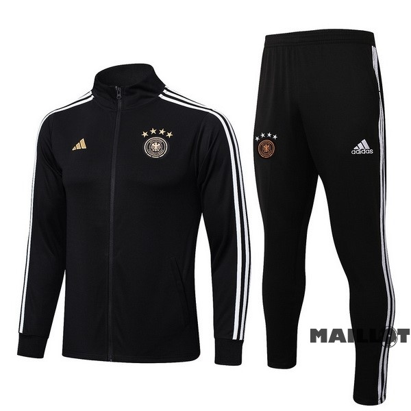 Foot Maillot Pas Cher Ensemble Complet Ropa Deportiva Con Cremallera Larga Allemagne 2022 Noir Blanc