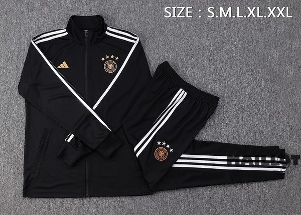 Foot Maillot Pas Cher Ensemble Complet Ropa Deportiva Con Cremallera Larga Allemagne 2022 Noir Blanc