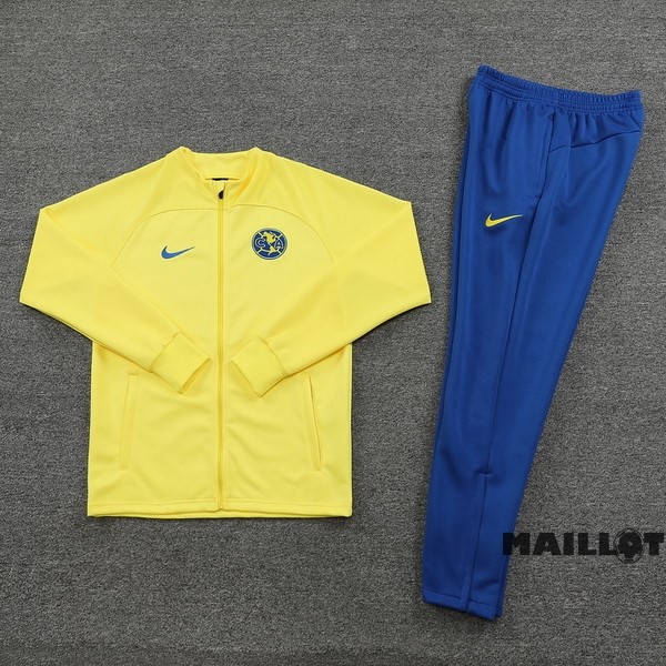 Foot Maillot Pas Cher Ensemble Complet Ropa Deportiva Con Cremallera Larga América 2023 2024 Bleu Jaune