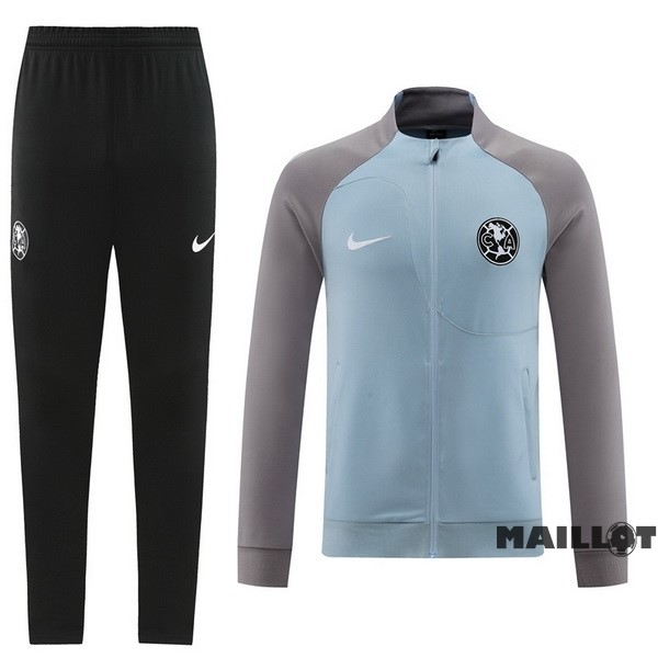 Foot Maillot Pas Cher Ensemble Complet Ropa Deportiva Con Cremallera Larga América 2023 2024 Noir Bleu