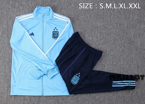 Foot Maillot Pas Cher Ensemble Complet Ropa Deportiva Con Cremallera Larga Argentine 2023 Bleu