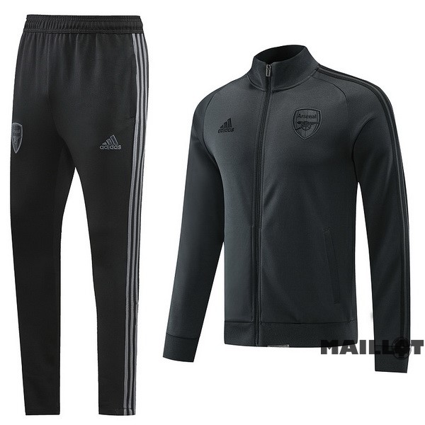 Foot Maillot Pas Cher Ensemble Complet Ropa Deportiva Con Cremallera Larga Arsenal 2022 2023 Gris Noir