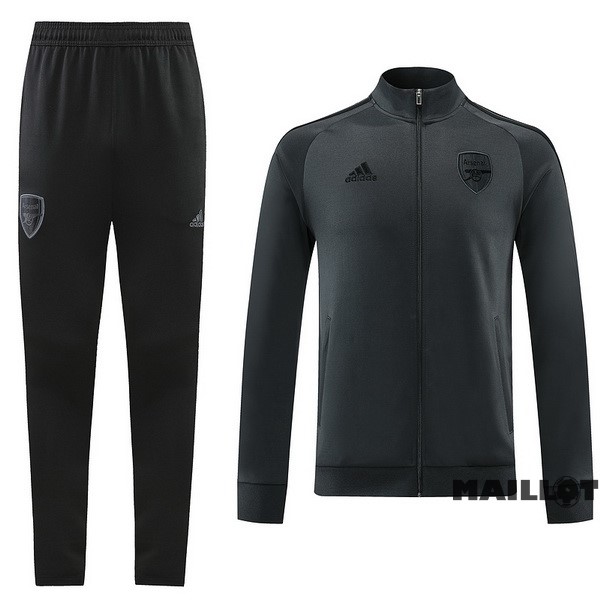 Foot Maillot Pas Cher Ensemble Complet Ropa Deportiva Con Cremallera Larga Arsenal 2022 2023 Gris Noir