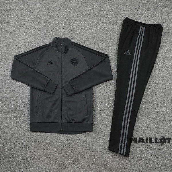 Foot Maillot Pas Cher Ensemble Complet Ropa Deportiva Con Cremallera Larga Arsenal 2022 2023 Gris Noir