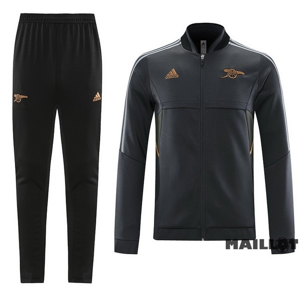 Foot Maillot Pas Cher Ensemble Complet Ropa Deportiva Con Cremallera Larga Arsenal 2022 2023 Noir Gris