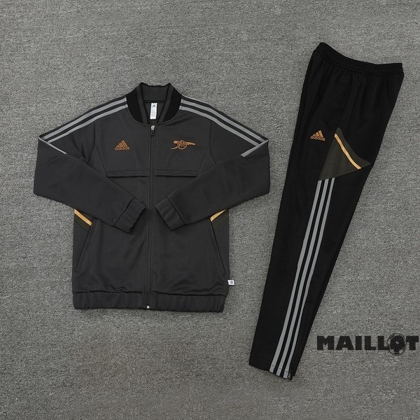 Foot Maillot Pas Cher Ensemble Complet Ropa Deportiva Con Cremallera Larga Arsenal 2022 2023 Noir Gris