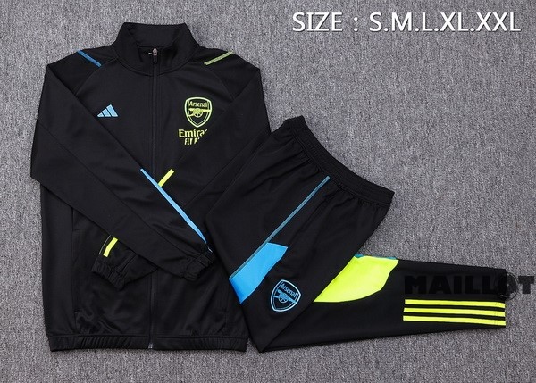 Foot Maillot Pas Cher Ensemble Complet Ropa Deportiva Con Cremallera Larga Arsenal 2023 2024 Noir Jaune