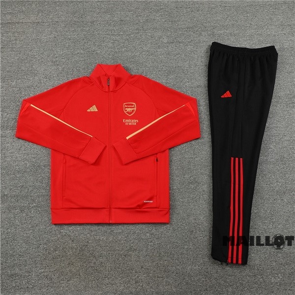 Foot Maillot Pas Cher Ensemble Complet Ropa Deportiva Con Cremallera Larga Arsenal 2023 2024 Rouge Noir