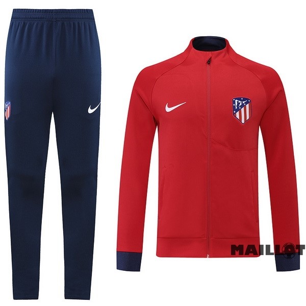 Foot Maillot Pas Cher Ensemble Complet Ropa Deportiva Con Cremallera Larga Atlético Madrid 2022 2023 Bleu Rouge