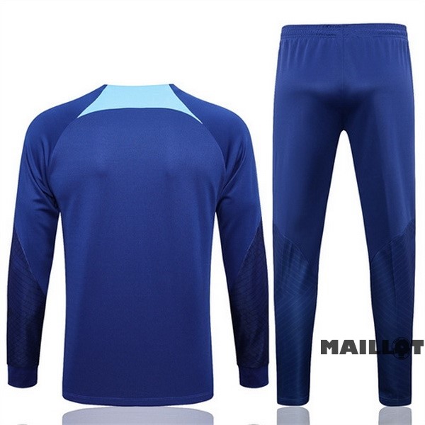 Foot Maillot Pas Cher Ensemble Complet Ropa Deportiva Con Cremallera Larga Barcelona 2022 2023 Bleu