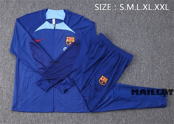 Foot Maillot Pas Cher Ensemble Complet Ropa Deportiva Con Cremallera Larga Barcelona 2022 2023 Bleu