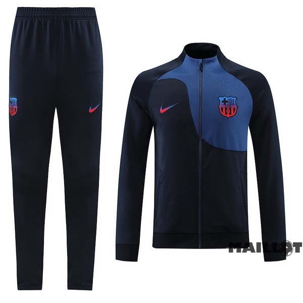 Foot Maillot Pas Cher Ensemble Complet Ropa Deportiva Con Cremallera Larga Barcelona 2022 2023 Bleu Marine