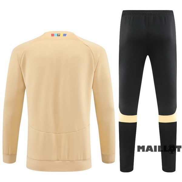 Foot Maillot Pas Cher Ensemble Complet Ropa Deportiva Con Cremallera Larga Barcelona 2022 2023 Jaune Noir