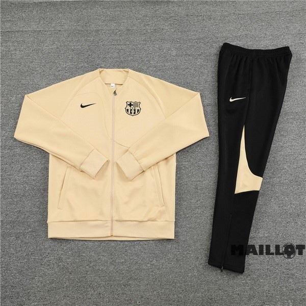 Foot Maillot Pas Cher Ensemble Complet Ropa Deportiva Con Cremallera Larga Barcelona 2022 2023 Jaune Noir