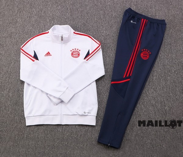 Foot Maillot Pas Cher Ensemble Complet Ropa Deportiva Con Cremallera Larga Bayern Múnich 2022 2023 Blanc