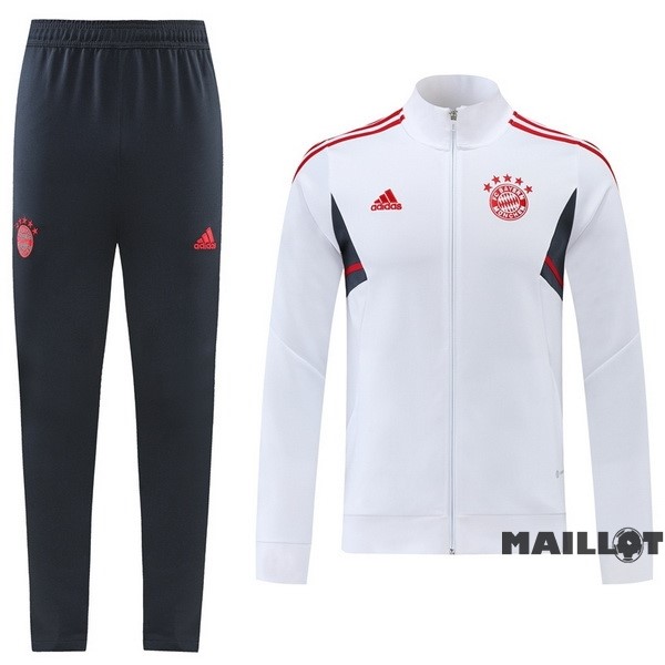 Foot Maillot Pas Cher Ensemble Complet Ropa Deportiva Con Cremallera Larga Bayern Múnich 2022 2023 Gris Blanc
