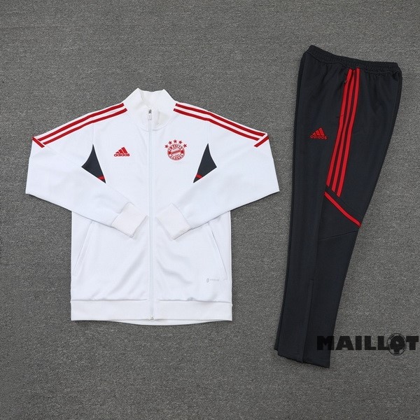 Foot Maillot Pas Cher Ensemble Complet Ropa Deportiva Con Cremallera Larga Bayern Múnich 2022 2023 Gris Blanc