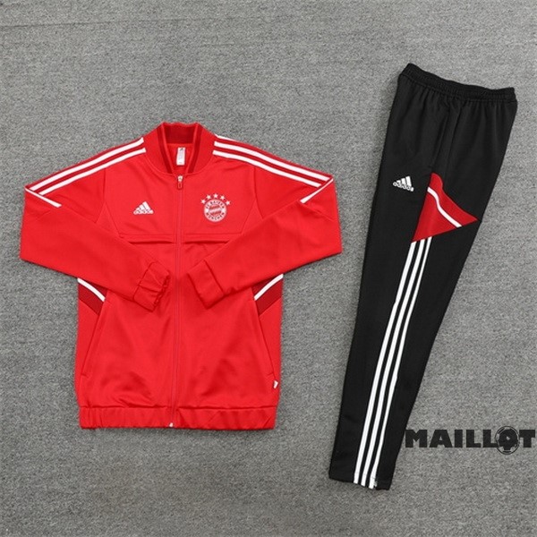 Foot Maillot Pas Cher Ensemble Complet Ropa Deportiva Con Cremallera Larga Bayern Múnich 2022 2023 Noir Rouge