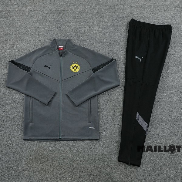 Foot Maillot Pas Cher Ensemble Complet Ropa Deportiva Con Cremallera Larga Borussia Dortmund 2022 2023 Gris