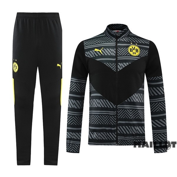 Foot Maillot Pas Cher Ensemble Complet Ropa Deportiva Con Cremallera Larga Borussia Dortmund 2022 2023 Gris Noir Jaune
