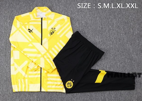 Foot Maillot Pas Cher Ensemble Complet Ropa Deportiva Con Cremallera Larga Borussia Dortmund 2022 2023 Jaune III Noir