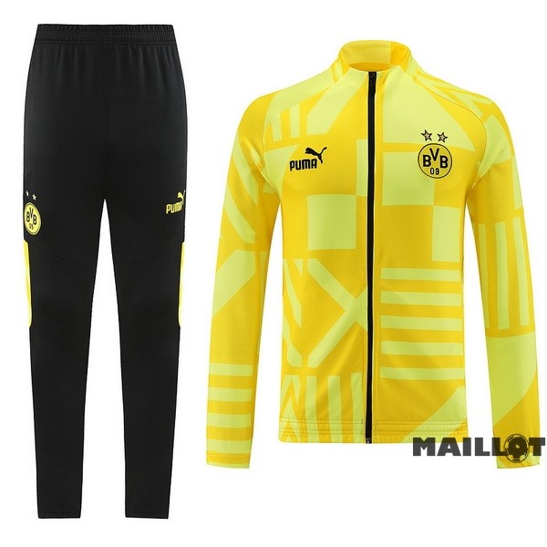 Foot Maillot Pas Cher Ensemble Complet Ropa Deportiva Con Cremallera Larga Borussia Dortmund 2022 2023 Jaune II Noir