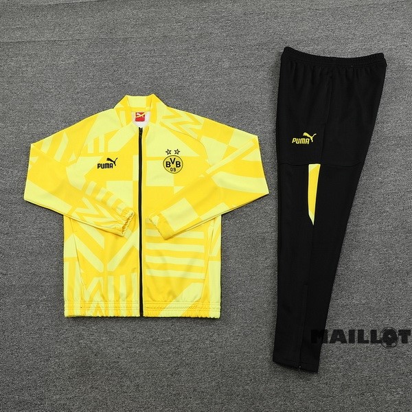 Foot Maillot Pas Cher Ensemble Complet Ropa Deportiva Con Cremallera Larga Borussia Dortmund 2022 2023 Jaune II Noir