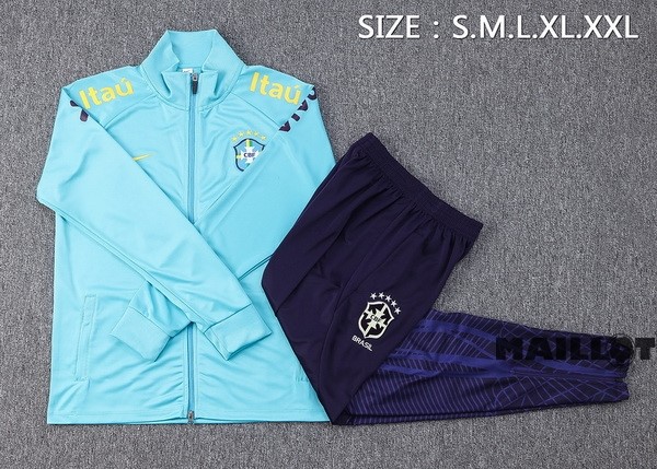 Foot Maillot Pas Cher Ensemble Complet Ropa Deportiva Con Cremallera Larga Brésil 2022 Bleu Vert