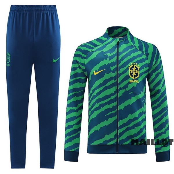 Foot Maillot Pas Cher Ensemble Complet Ropa Deportiva Con Cremallera Larga Brésil 2022 Vert
