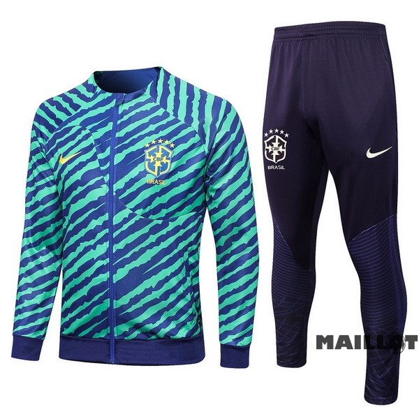 Foot Maillot Pas Cher Ensemble Complet Ropa Deportiva Con Cremallera Larga Brésil 2022 Vert Purpura