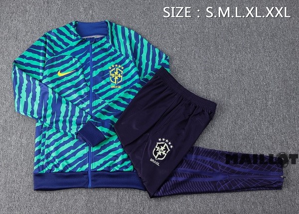 Foot Maillot Pas Cher Ensemble Complet Ropa Deportiva Con Cremallera Larga Brésil 2022 Vert Purpura