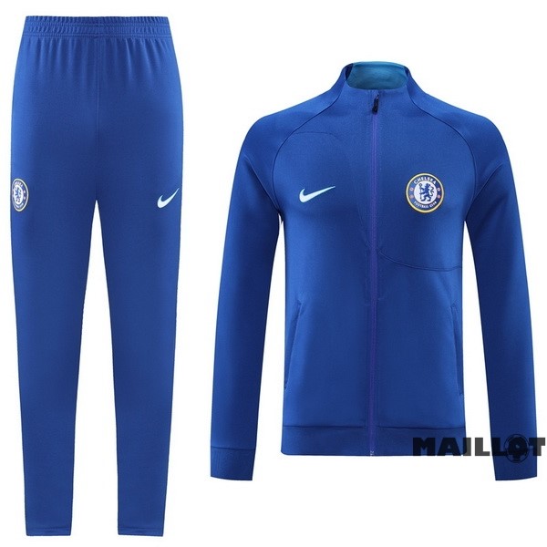 Foot Maillot Pas Cher Ensemble Complet Ropa Deportiva Con Cremallera Larga Chelsea 2022 2023 Bleu