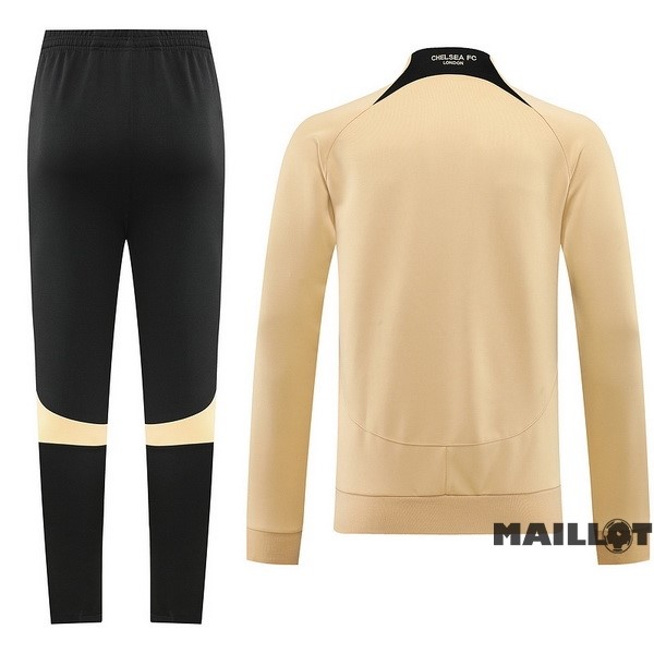 Foot Maillot Pas Cher Ensemble Complet Ropa Deportiva Con Cremallera Larga Chelsea 2022 2023 Noir Jaune