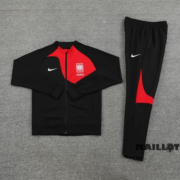Foot Maillot Pas Cher Ensemble Complet Ropa Deportiva Con Cremallera Larga Corée 2022 Noir Rouge