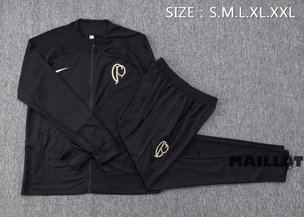 Foot Maillot Pas Cher Ensemble Complet Ropa Deportiva Con Cremallera Larga Corinthians Paulista 2022 2023 Noir