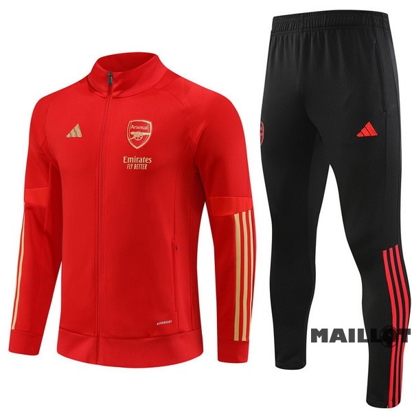 Foot Maillot Pas Cher Ensemble Complet Ropa Deportiva Con Cremallera Larga Enfant Arsenal 2023 2024 Rouge Noir