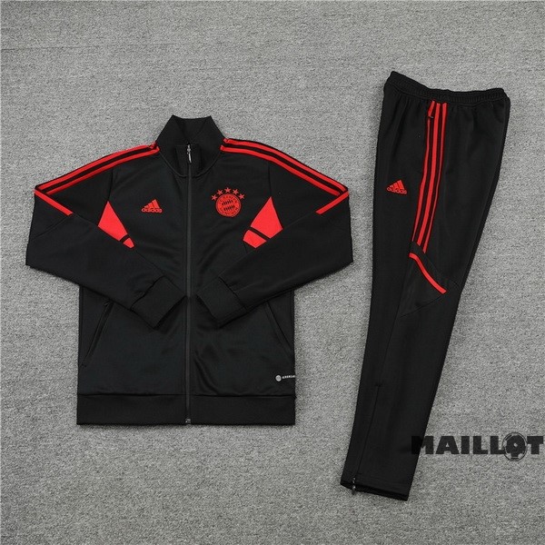 Foot Maillot Pas Cher Ensemble Complet Ropa Deportiva Con Cremallera Larga Enfant Bayern Múnich 2022 2023 Noir I Rouge