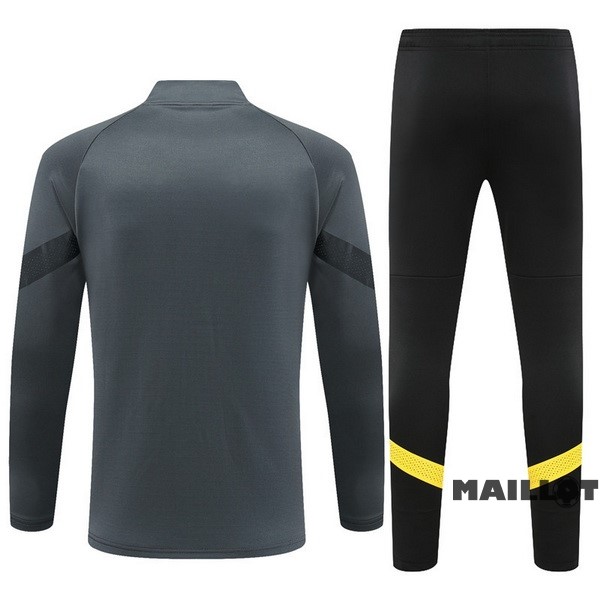 Foot Maillot Pas Cher Ensemble Complet Ropa Deportiva Con Cremallera Larga Enfant Borussia Dortmund 2022 2023 Gris I Noir
