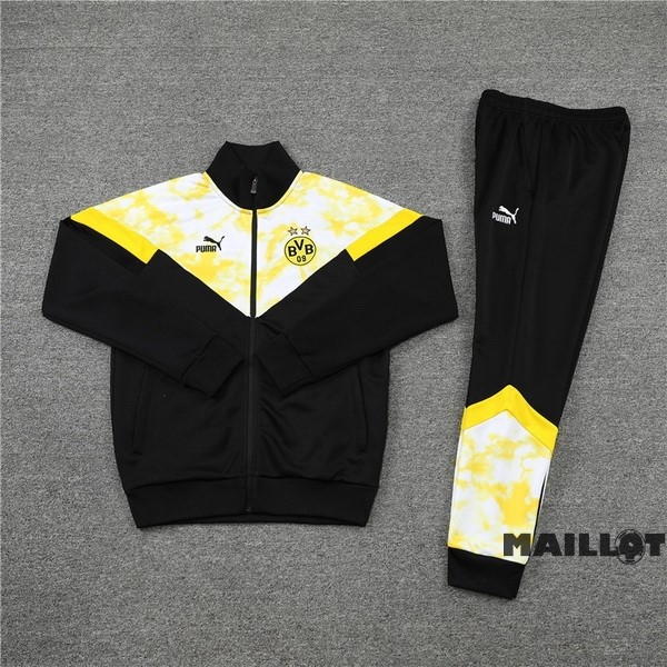 Foot Maillot Pas Cher Ensemble Complet Ropa Deportiva Con Cremallera Larga Enfant Borussia Dortmund 2022 2023 Noir Jaune