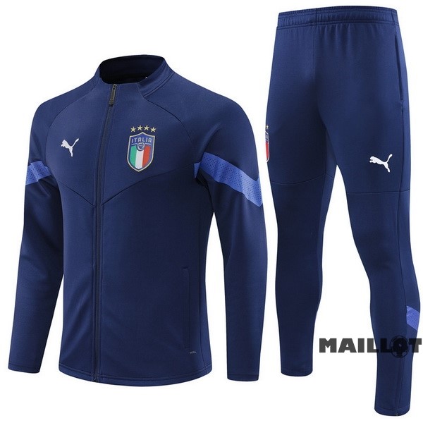 Foot Maillot Pas Cher Ensemble Complet Ropa Deportiva Con Cremallera Larga Enfant Italie 2022 Bleu I Marine