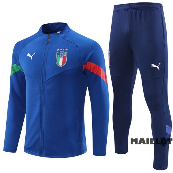 Foot Maillot Pas Cher Ensemble Complet Ropa Deportiva Con Cremallera Larga Enfant Italie 2022 IIII Bleu
