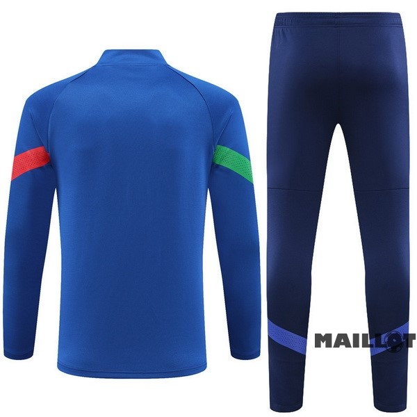 Foot Maillot Pas Cher Ensemble Complet Ropa Deportiva Con Cremallera Larga Enfant Italie 2022 IIII Bleu