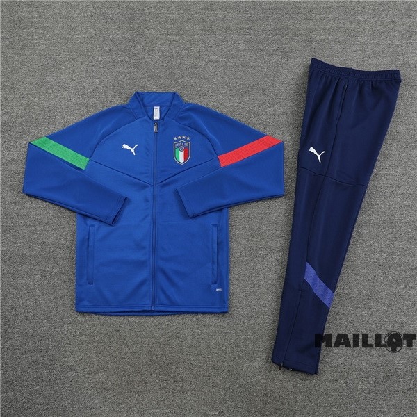 Foot Maillot Pas Cher Ensemble Complet Ropa Deportiva Con Cremallera Larga Enfant Italie 2022 IIII Bleu