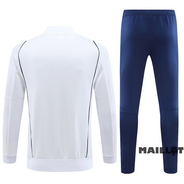 Foot Maillot Pas Cher Ensemble Complet Ropa Deportiva Con Cremallera Larga Enfant Italie 2023 Blanc Bleu Marine