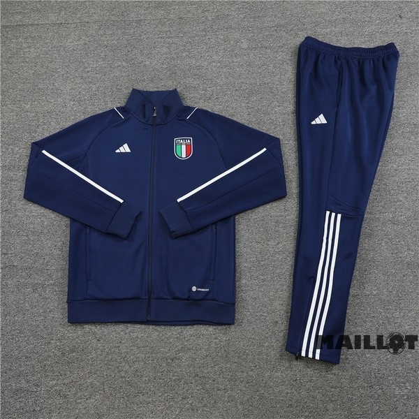 Foot Maillot Pas Cher Ensemble Complet Ropa Deportiva Con Cremallera Larga Enfant Italie 2023 Bleu Marine
