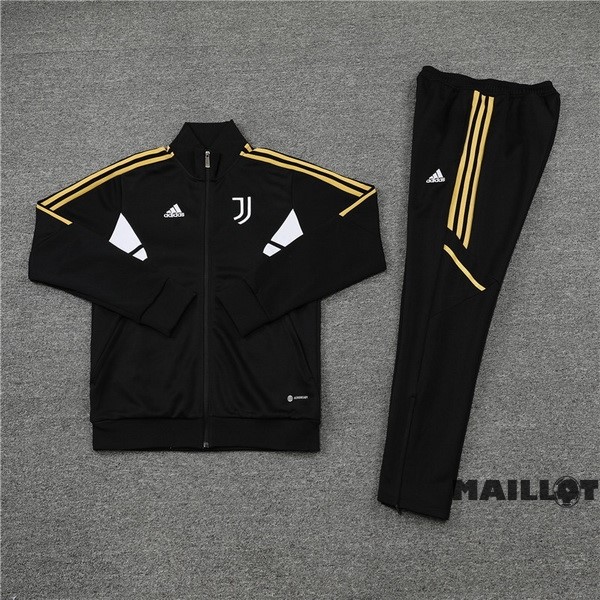 Foot Maillot Pas Cher Ensemble Complet Ropa Deportiva Con Cremallera Larga Enfant Juventus 2022 2023 Noir I Blanc