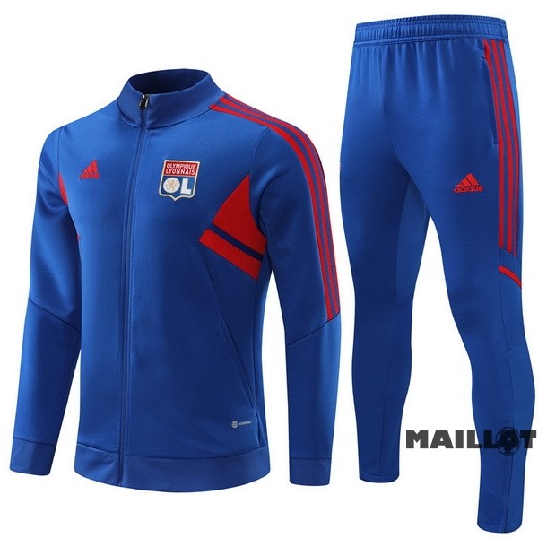 Foot Maillot Pas Cher Ensemble Complet Ropa Deportiva Con Cremallera Larga Enfant Lyon 2022 2023 Bleu