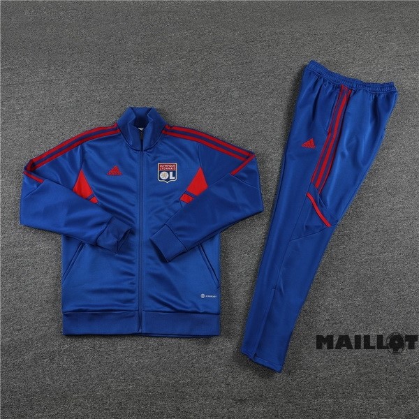 Foot Maillot Pas Cher Ensemble Complet Ropa Deportiva Con Cremallera Larga Enfant Lyon 2022 2023 Bleu