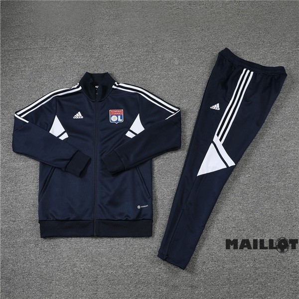 Foot Maillot Pas Cher Ensemble Complet Ropa Deportiva Con Cremallera Larga Enfant Lyon 2022 2023 Bleu
